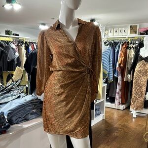 Elegant Brown Wrap Dress